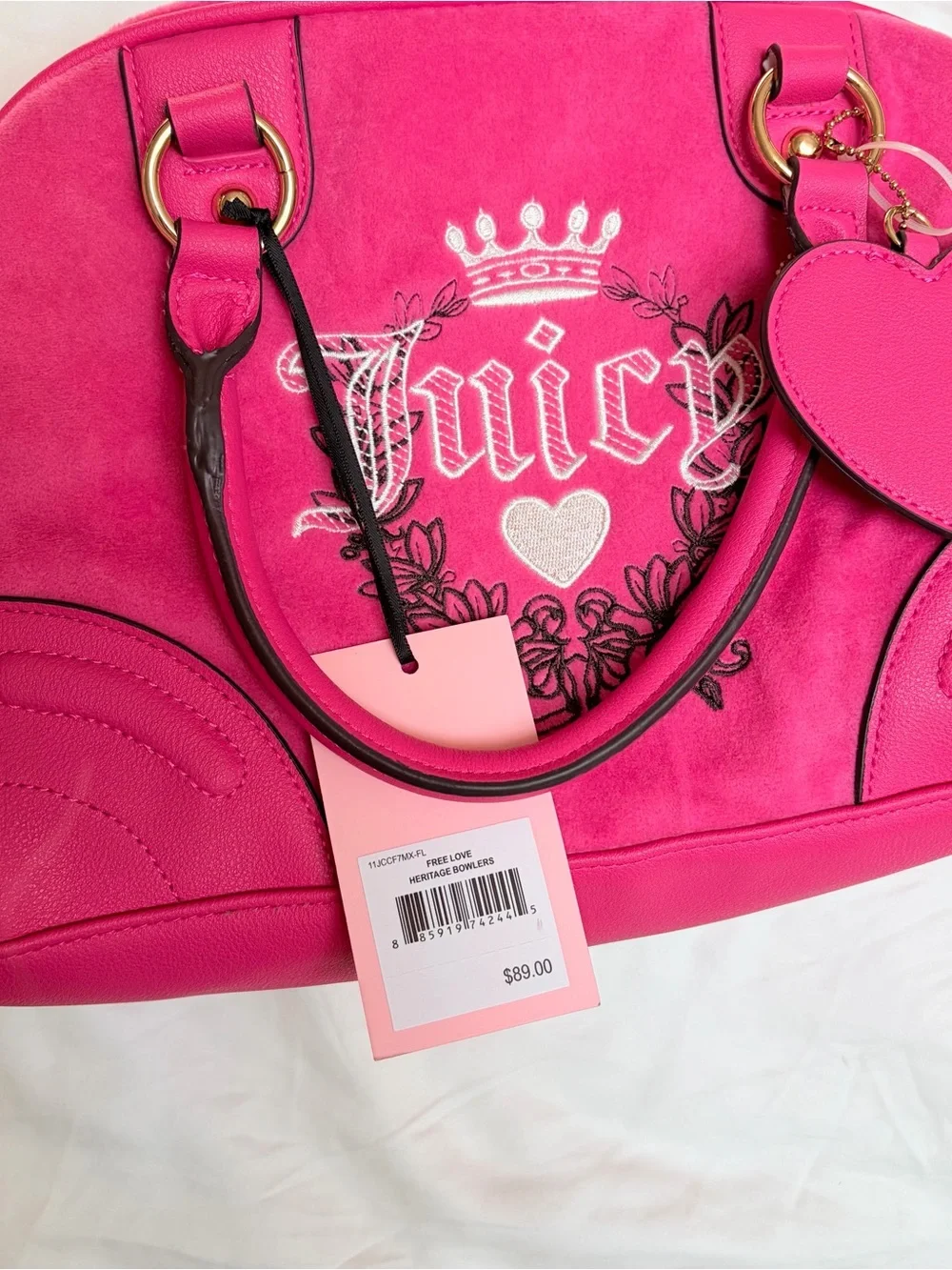 Juicy Couture Vintage Pink Satchel with Heart Charm
